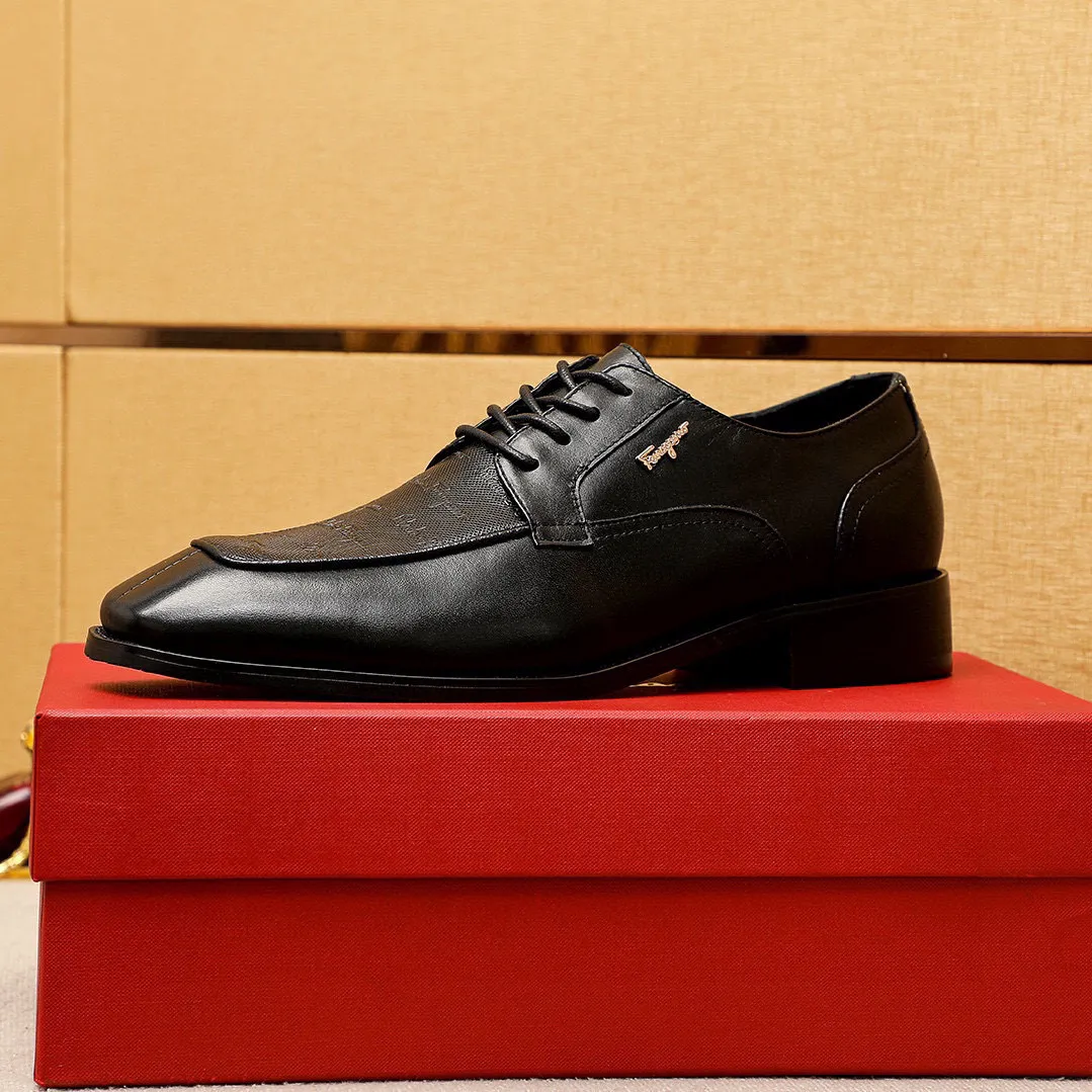 Men's shoes 💰442 💐 Product trademark: Ferragamo "Ferragamo" business leather shoes Regular size: 38-44 (45.46🉑️customized) Product materials: Selected imported first-layer calfskin embossed upper + luxury hardware buckle, imported water-dyed cow leather lining. Strong three-dimensional visual effect, original combination outsole Color: 1⃣️color optional